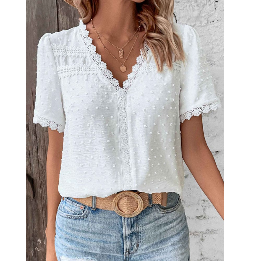 Gianna | Textured V-Neck Summer Blouse | Light and Effortless