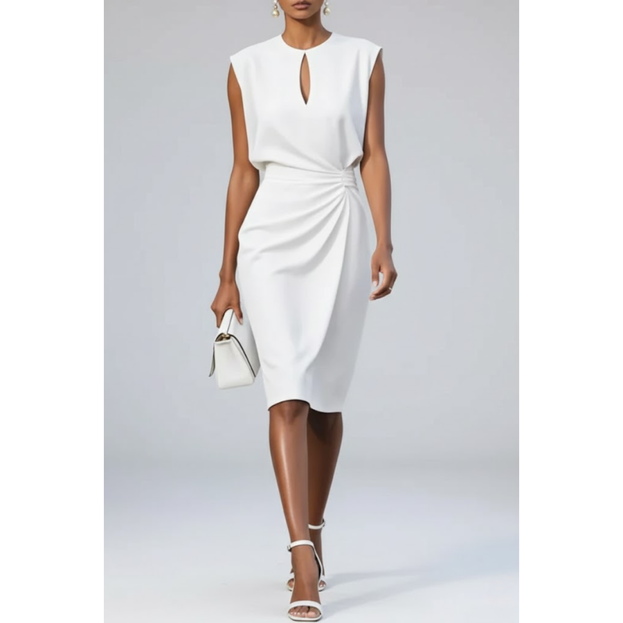 Lidia | Keyhole Neck Midi Cocktail Dress | Elegant and Flattering