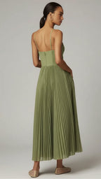 Florence | Women’s Corset Pleated Maxi Dress | Elegant Sculpted Silhouette for Special Occasions