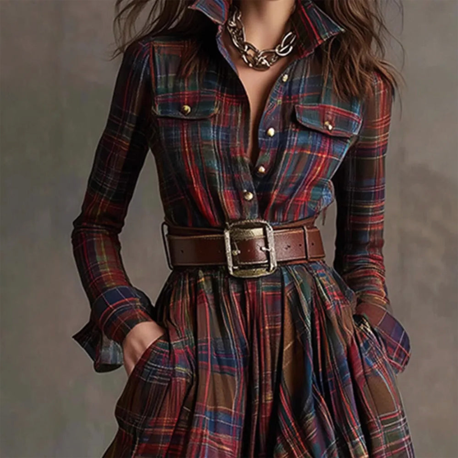 Leonor | Vintage Plaid Maxi Shirt Dress | Effortless and Stylish