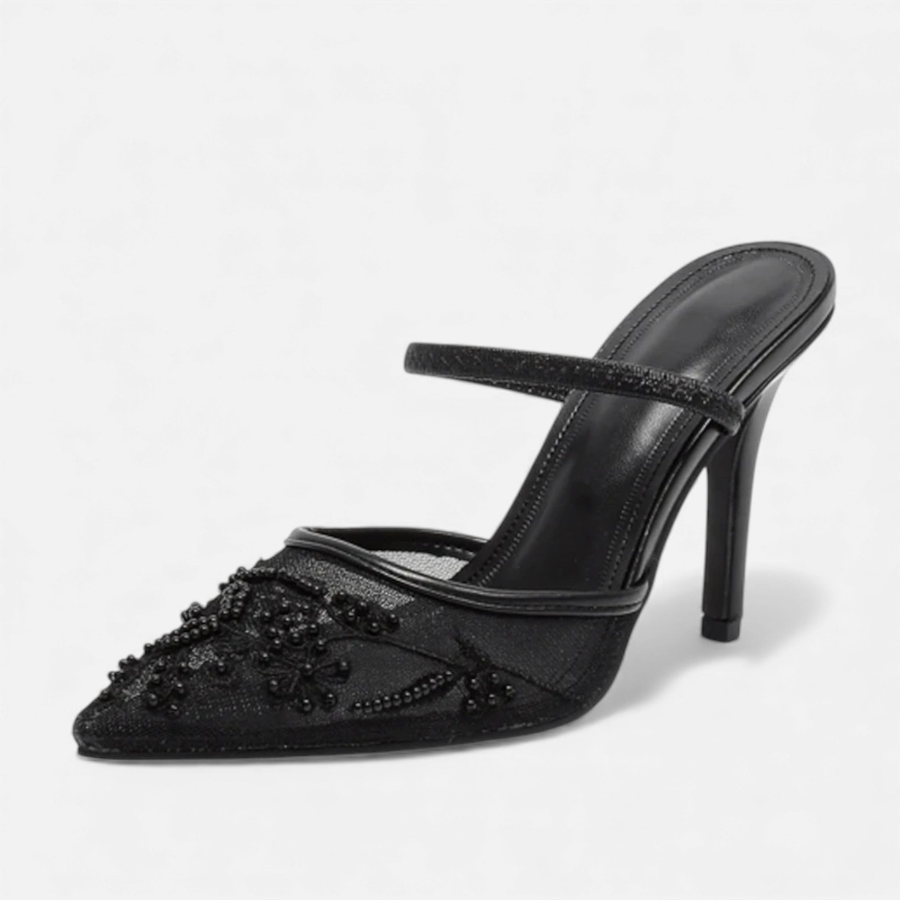 Mia | Embroidered Mesh Heels | Delicate and Refined