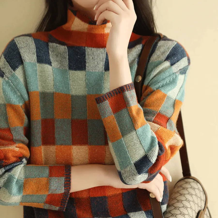 Carolina | Patchwork Turtleneck Sweater for Women | Cozy and Modern