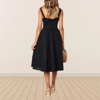 Alessandra | Square Neck Ruched Midi Dress | Elegant and Sculpting