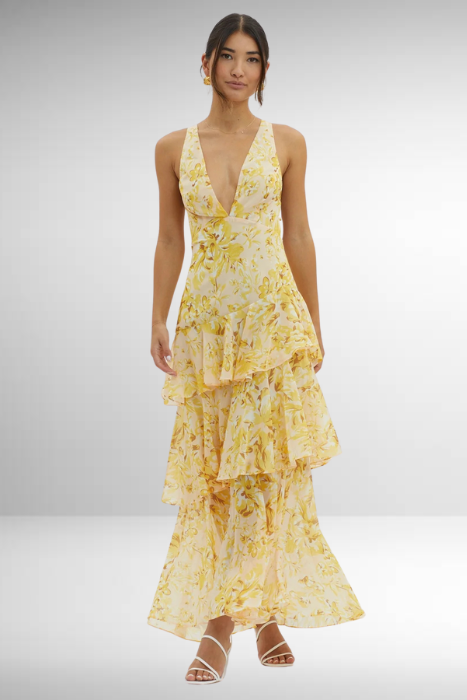 Freya | Women’s Floral Ruffled Maxi Dress | Romantic Flowing Summer Elegance