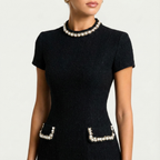 Iryna | Pearl Trim Mini Dress | Chic and Feminine