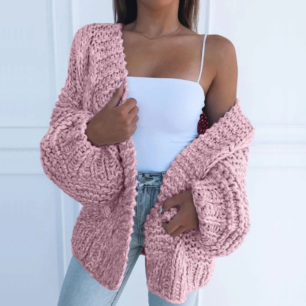 Romilly | Women's Chunky Knit Open Cardigan, Soft Oversized Layering Sweater for Casual wear