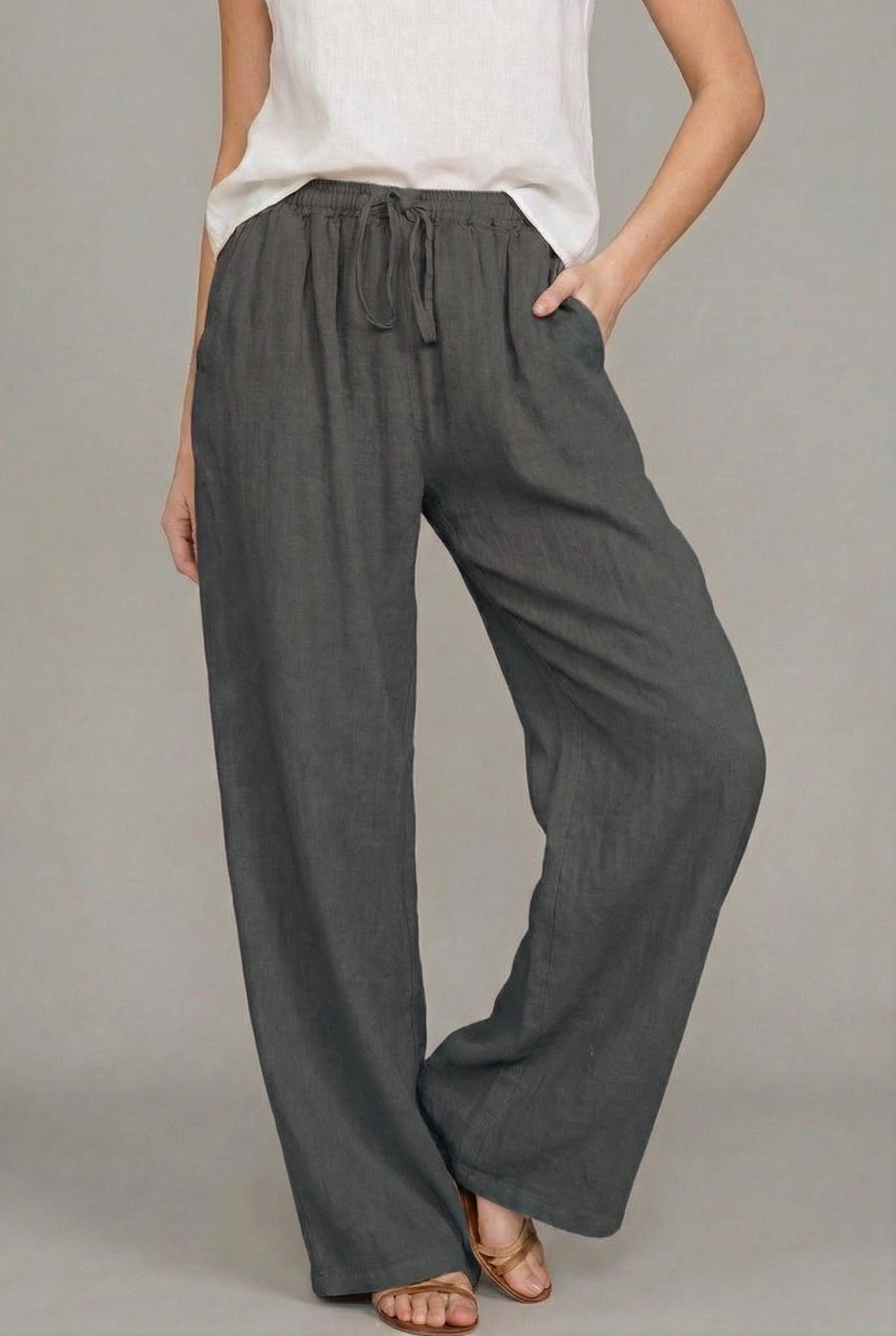 Judy | Women’s Wide Leg Drawstring Summer Trousers | Lightweight Comfort & Effortless Style