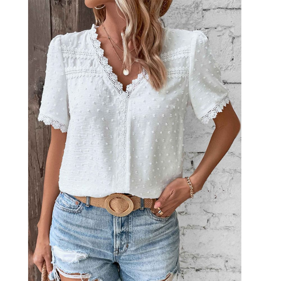 Gianna | Textured V-Neck Summer Blouse | Light and Effortless