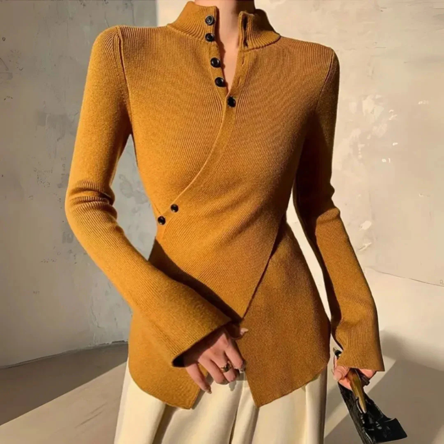 Luna | Asymmetrical Button-Up Knit Sweater | Modern Comfort with Unique Flair