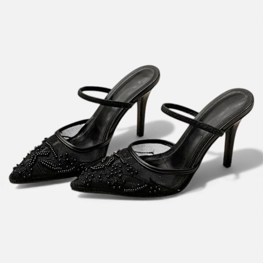 Mia | Embroidered Mesh Heels | Delicate and Refined