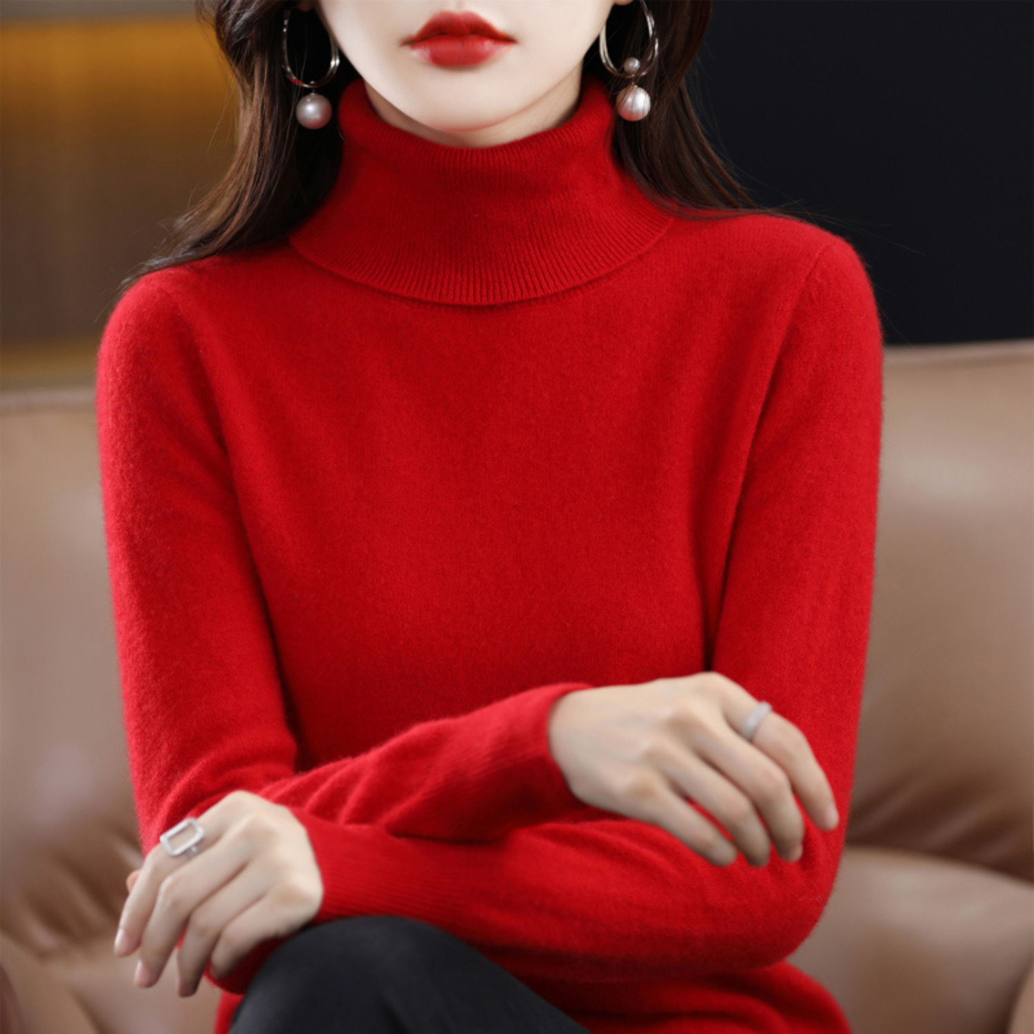 July | Women's Cashmere Turtleneck Sweater, Luxury Winter Knit Pullover for Casual Wear