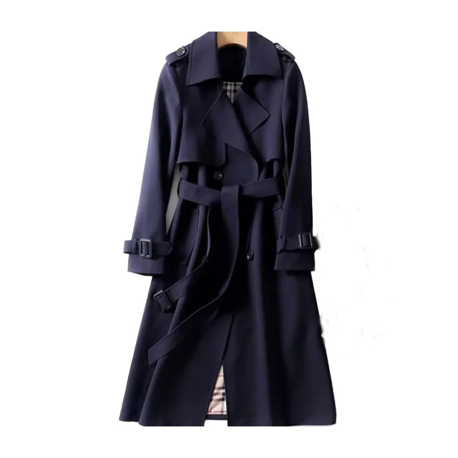 Norma | Women’s Longline Double-Breasted Trench Coat | Timeless Elegance with Refined Structure