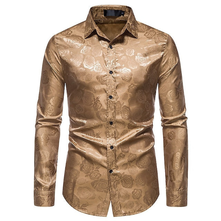 Alessio | Gloss Finish Long Sleeve Shirt | Refined and Modern