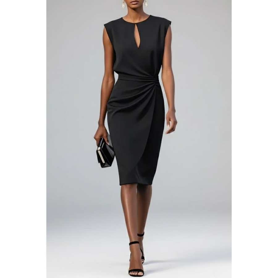 Lidia | Keyhole Neck Midi Cocktail Dress | Elegant and Flattering