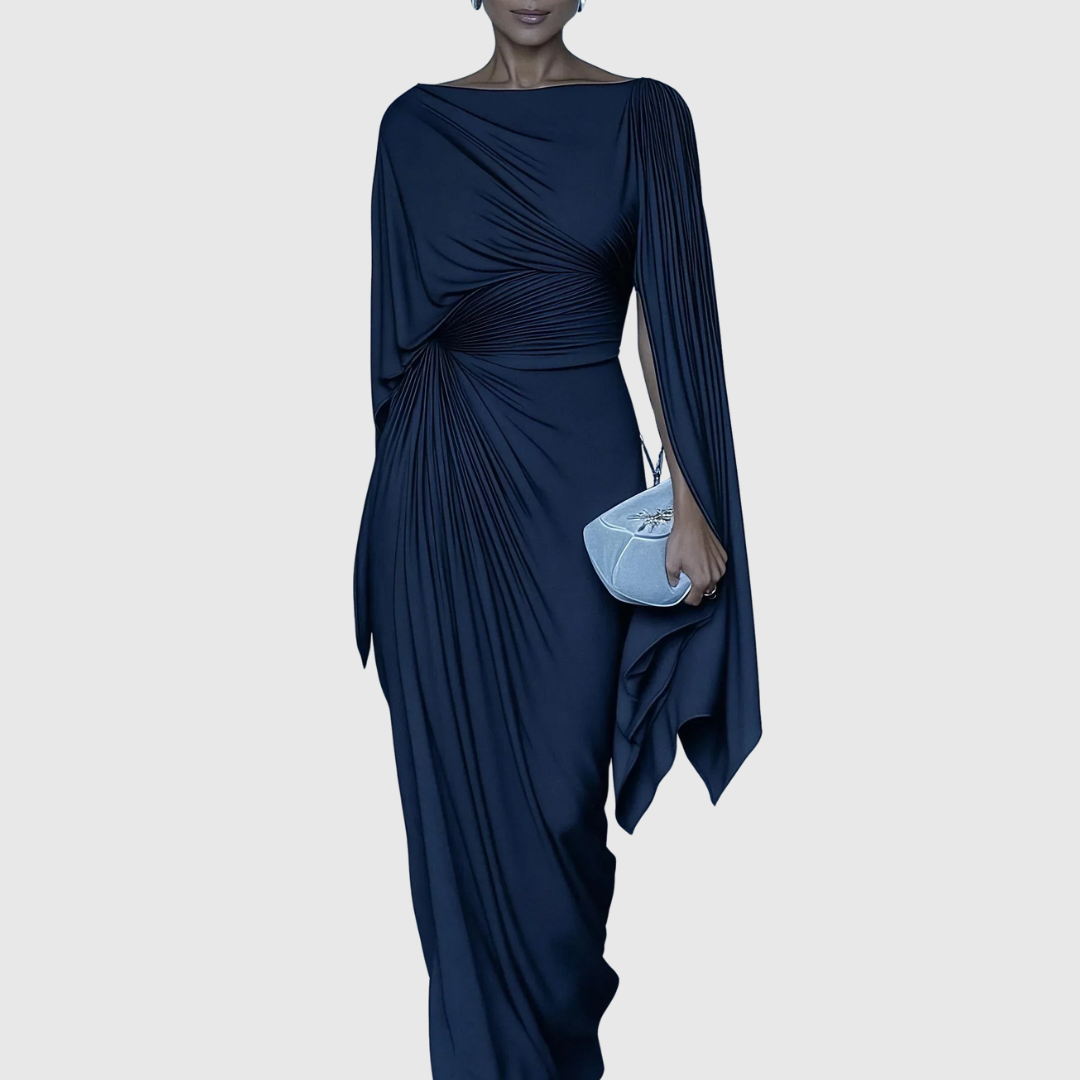 Eleanor | Pleated Drape Maxi Dress | Graceful and Sophisticated