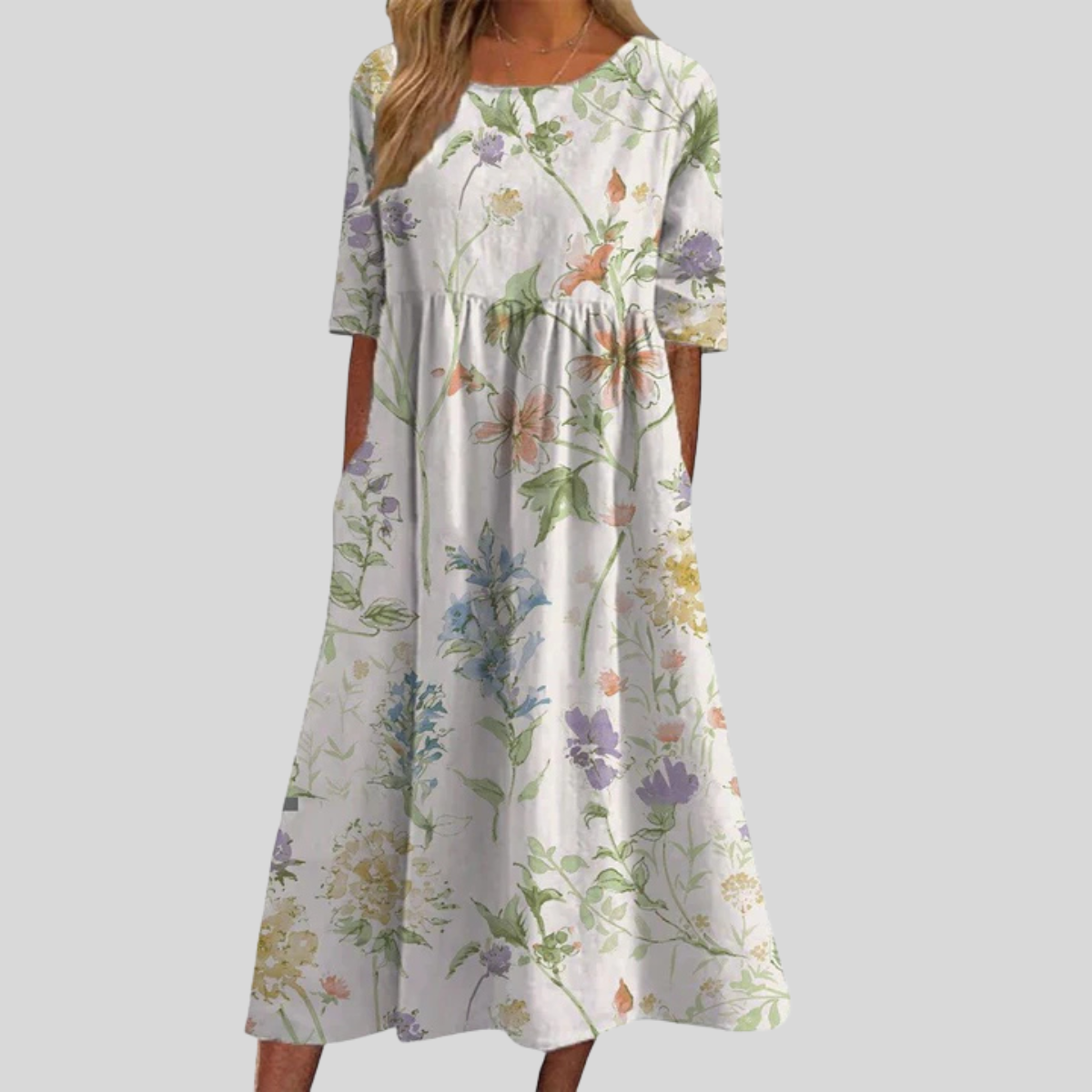 Diana | Women's Boho Floral Print Midi Dress