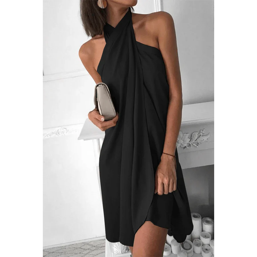 Lidia | Halterneck Draped Mini Dress | Elegant and Refined