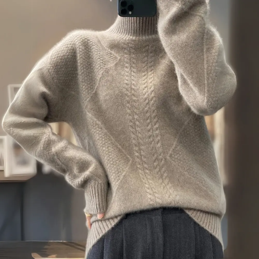 Laura | Women’s Textured Pattern Turtleneck Sweater | Cozy Detail with Refined Style