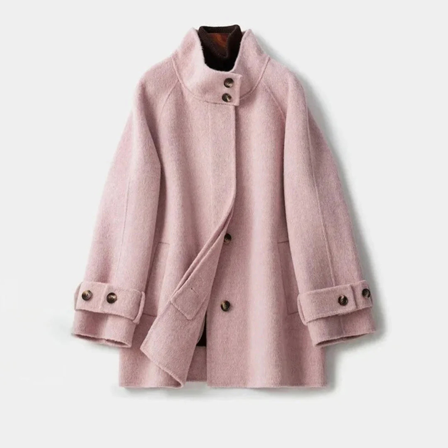 Acacia | High-Neck Double-Breasted Coat | Sophisticated Warmth with Modern Structure