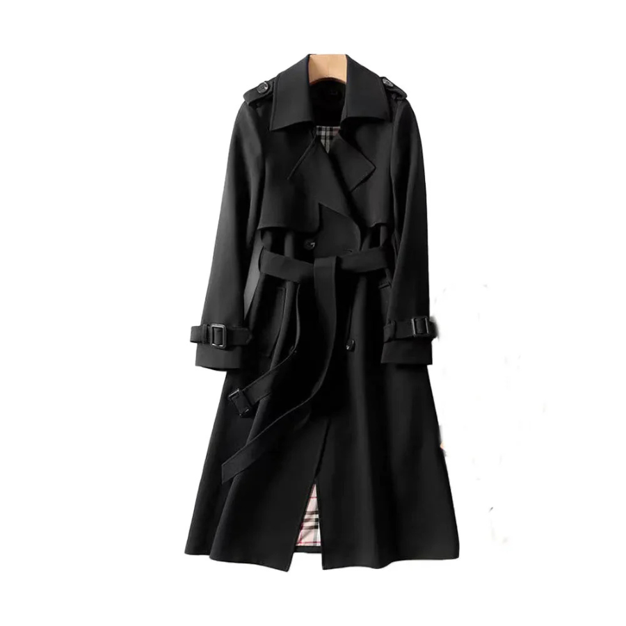 Norma | Women’s Longline Double-Breasted Trench Coat | Timeless Elegance with Refined Structure