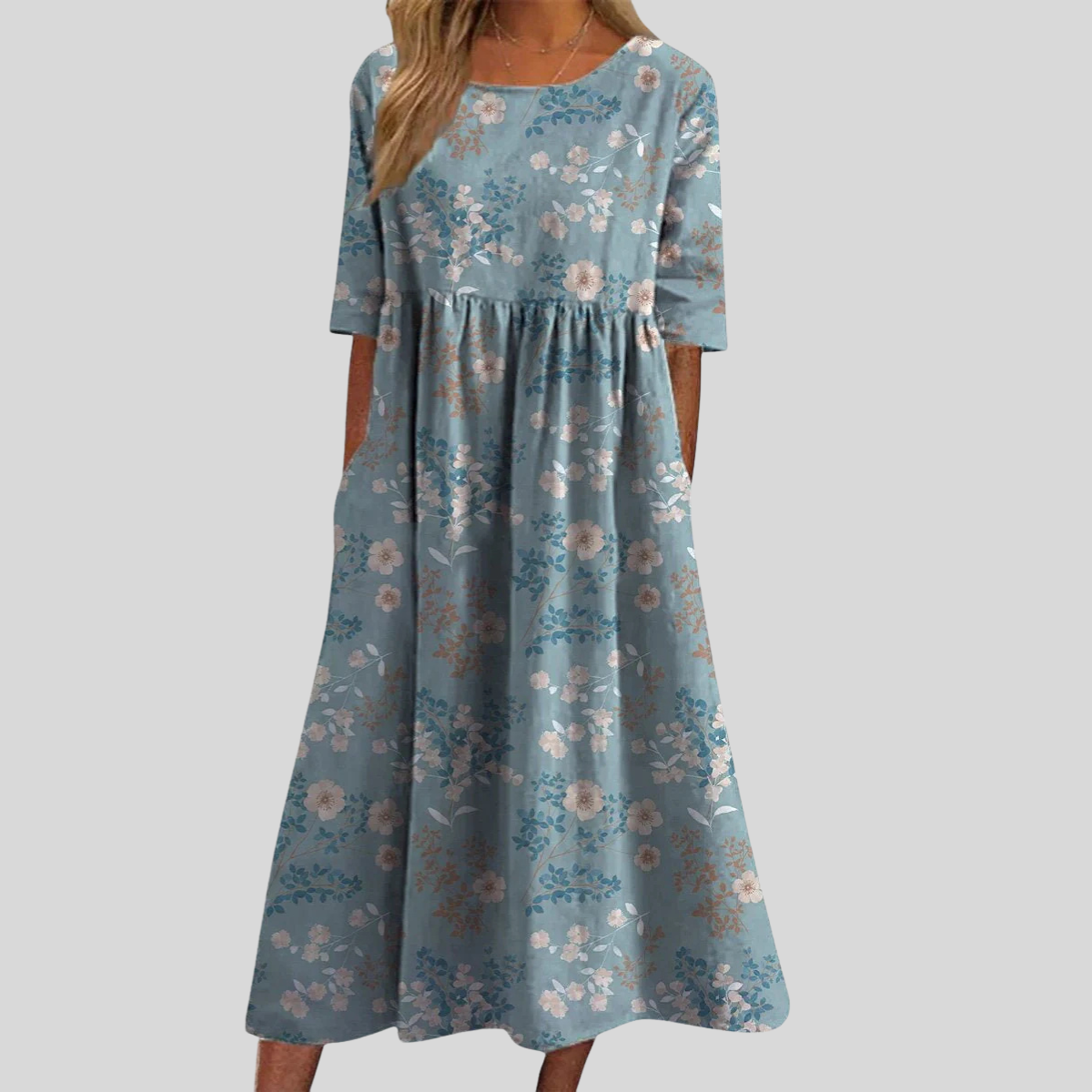 Diana | Women's Boho Floral Print Midi Dress