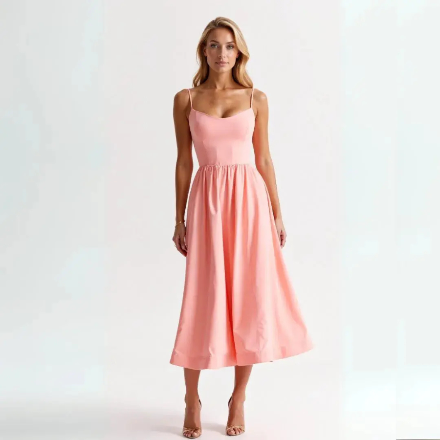 Liza | Spaghetti Strap Midi Dress | Effortless and Feminine