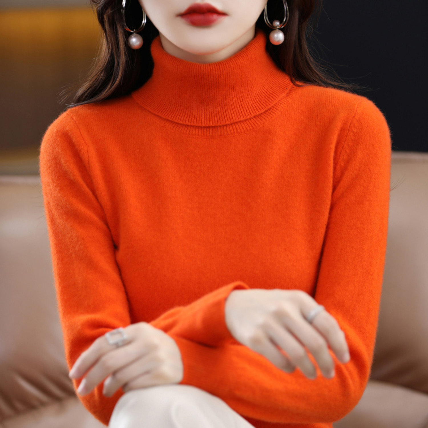 July | Women's Cashmere Turtleneck Sweater, Luxury Winter Knit Pullover for Casual Wear
