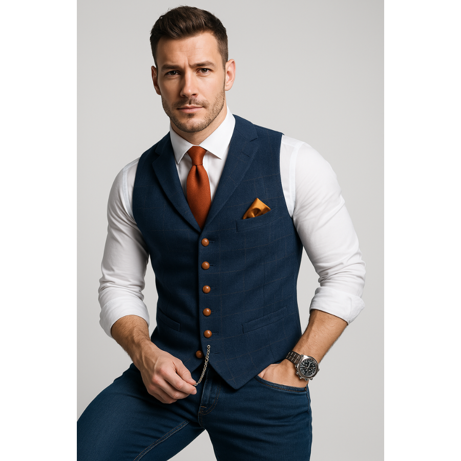 Oskari | Tweed Checked Waistcoat | Classic and Refined