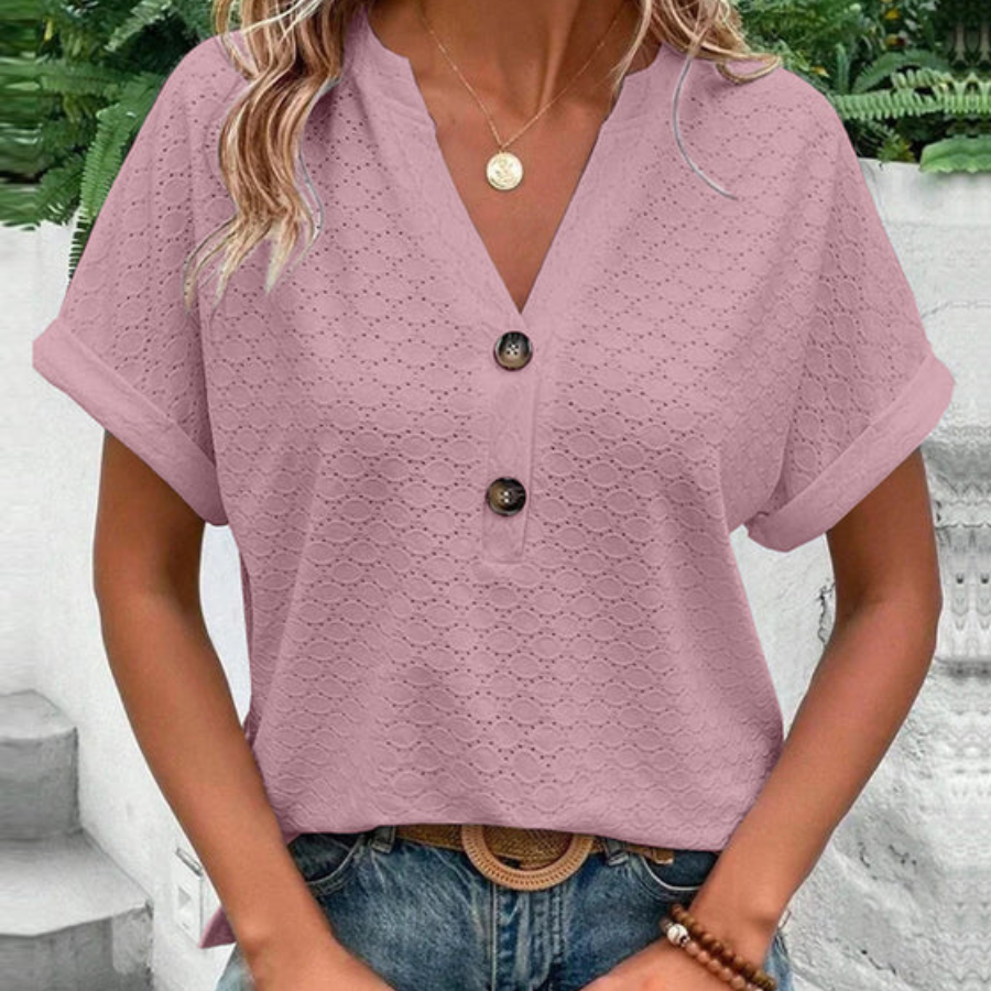 Ariana | Casual Summer Top | V-neck and Buttoned