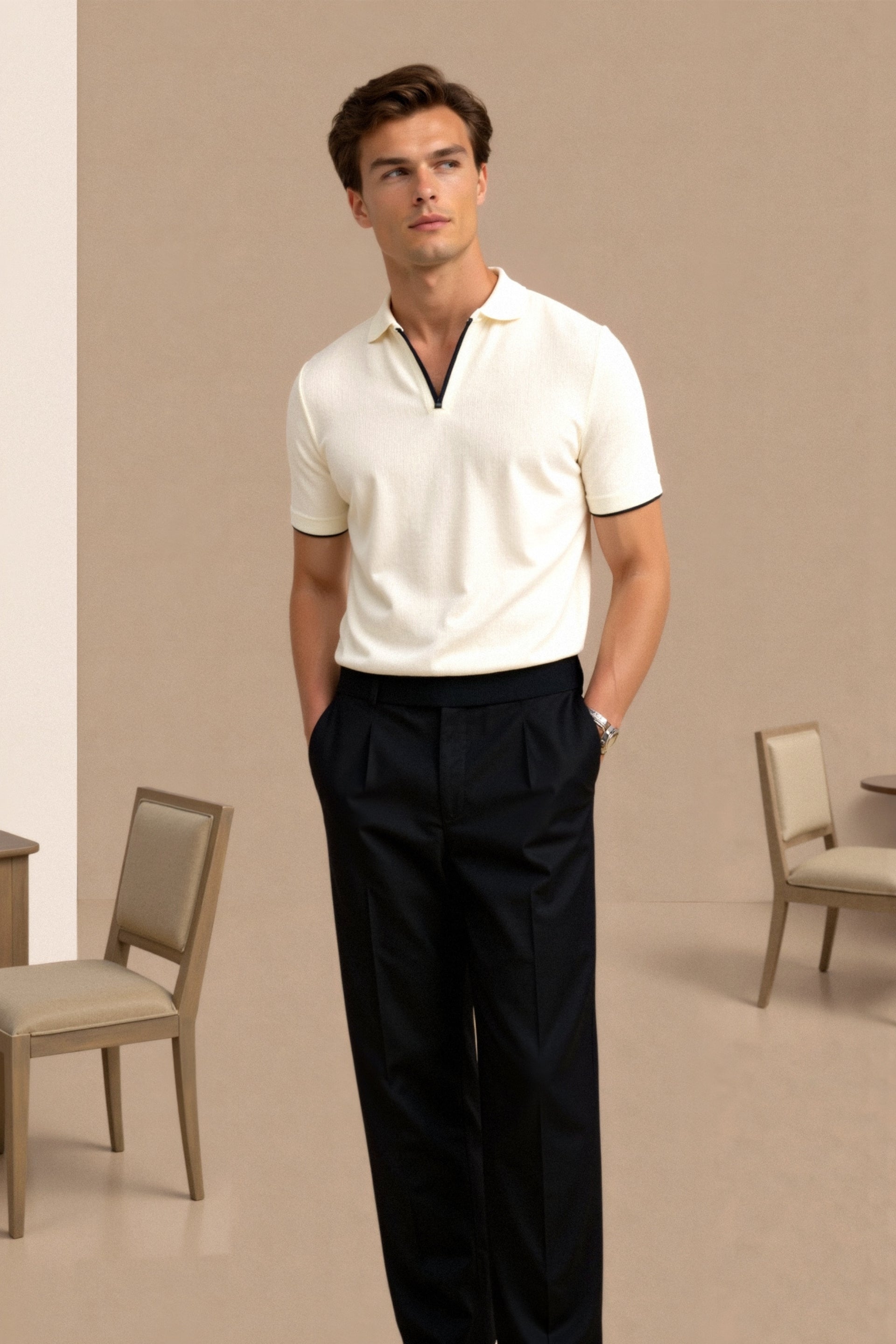 Arlo | Men's Contrast Slim Fit Polo Shirt | Modern and Refined