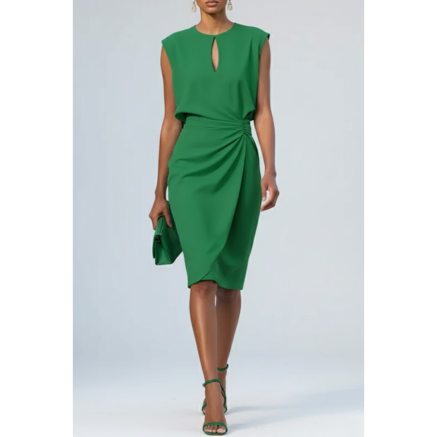 Lidia | Keyhole Neck Midi Cocktail Dress | Elegant and Flattering