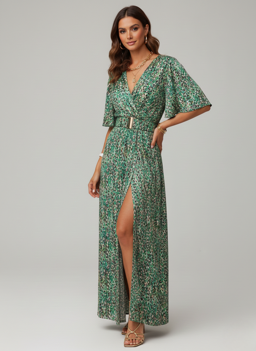 Evie | Women’s High Slit Wrap Maxi Dress | Elegant Flowing Statement Silhouette