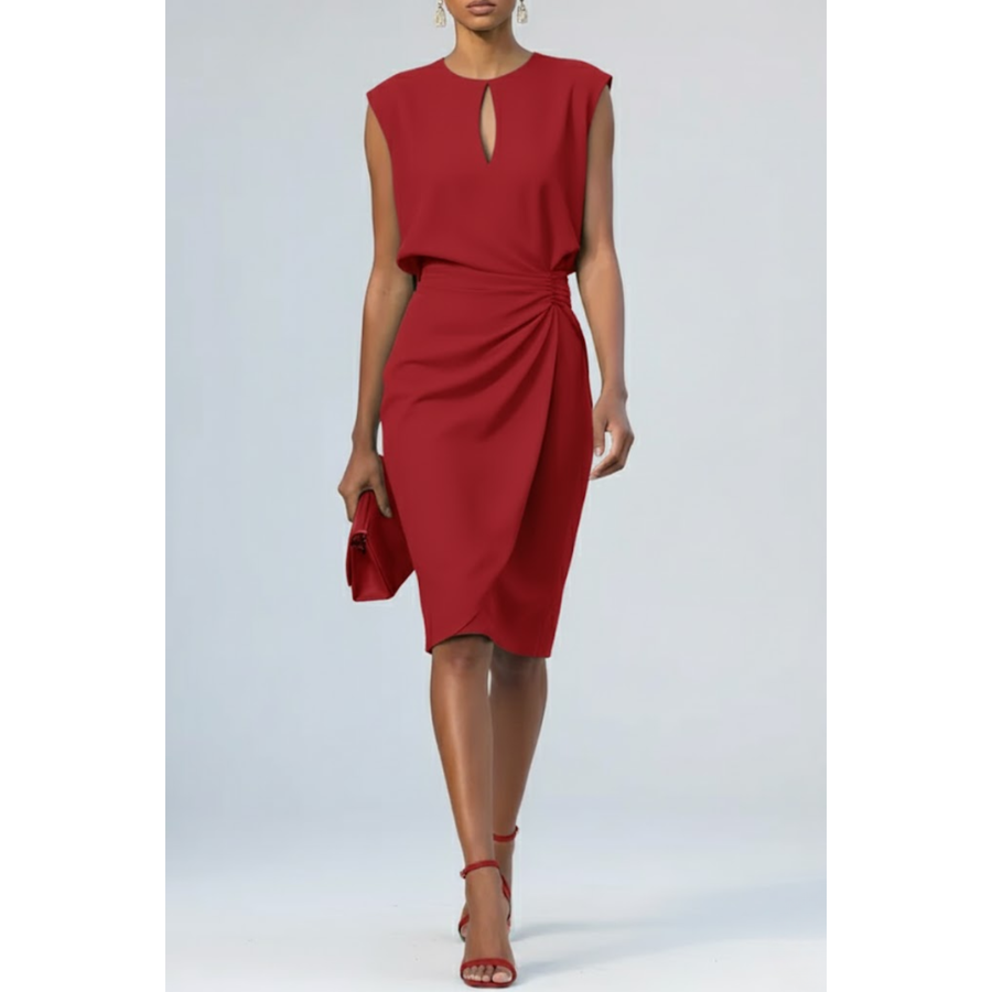 Lidia | Keyhole Neck Midi Cocktail Dress | Elegant and Flattering