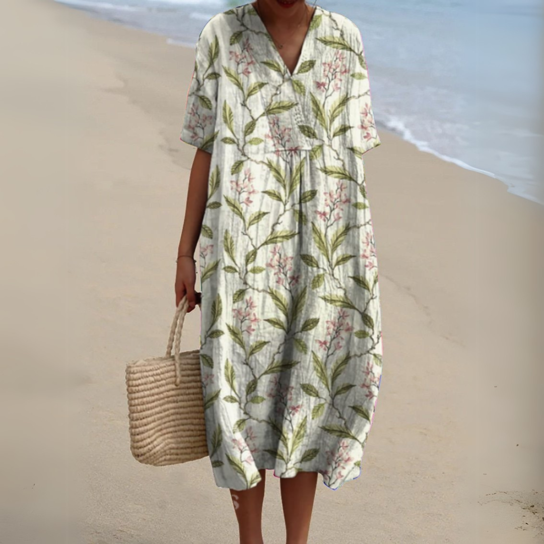 Lowri | Floral Short Sleeve Midi Dress | Feminine Elegance for Every Occasion