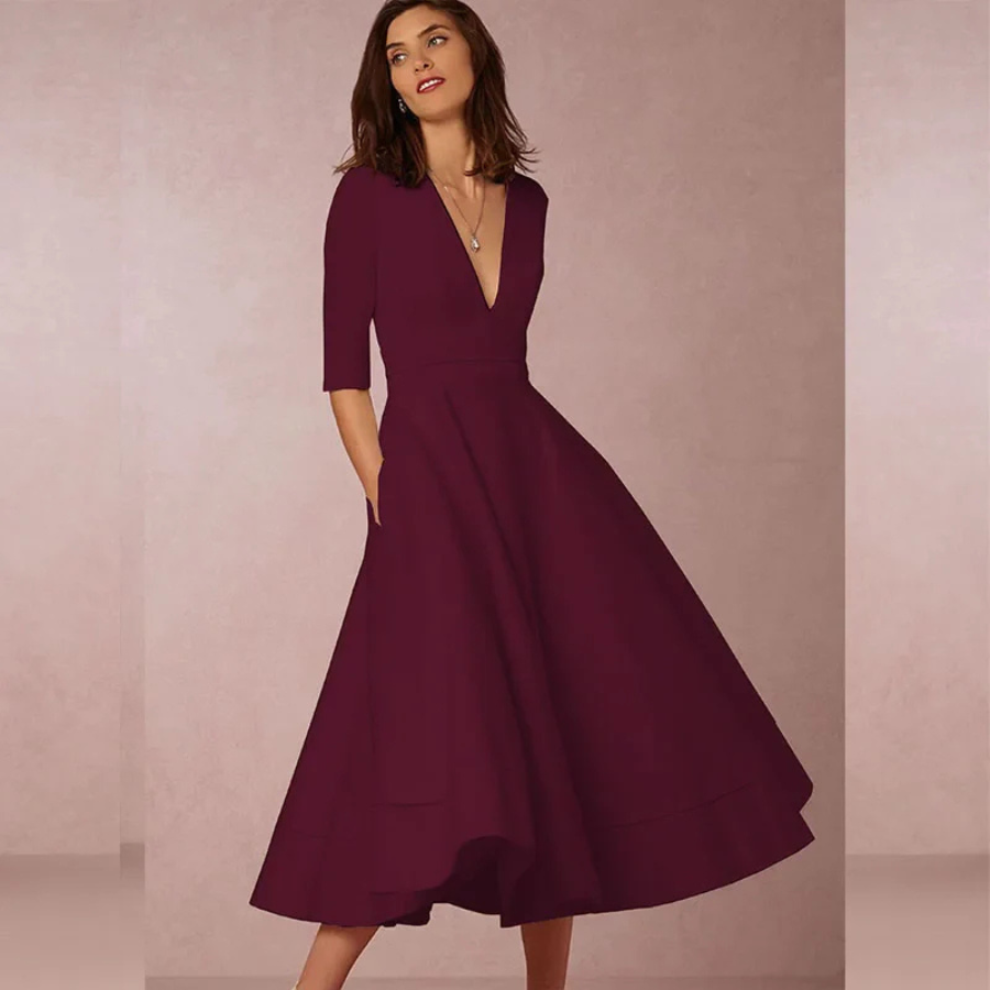 Cordelia | Women’s Retro Midi Evening Dress | Vintage Elegance with Modern Charm