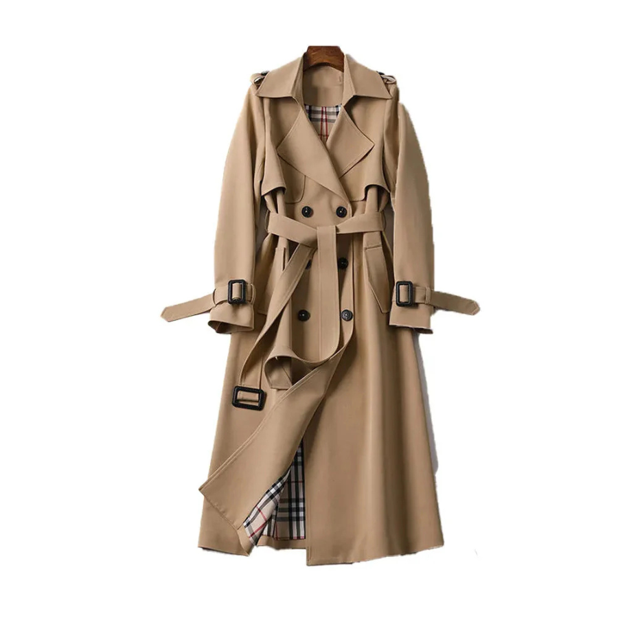 Norma | Women’s Longline Double-Breasted Trench Coat | Timeless Elegance with Refined Structure