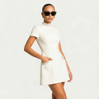Iryna | Pearl Trim Mini Dress | Chic and Feminine