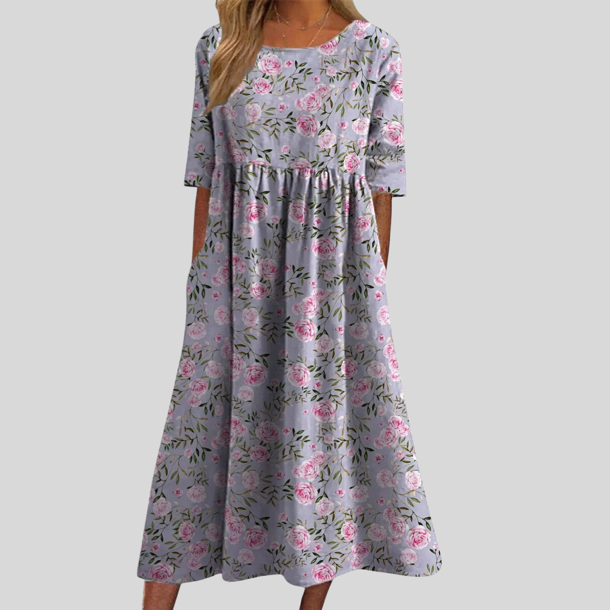 Diana | Women's Boho Floral Print Midi Dress