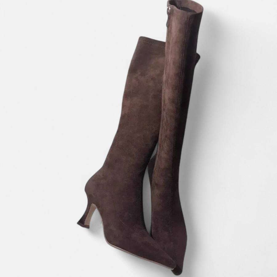 Anita | Suede Thigh-High Heeled Boots | Elegant and Bold