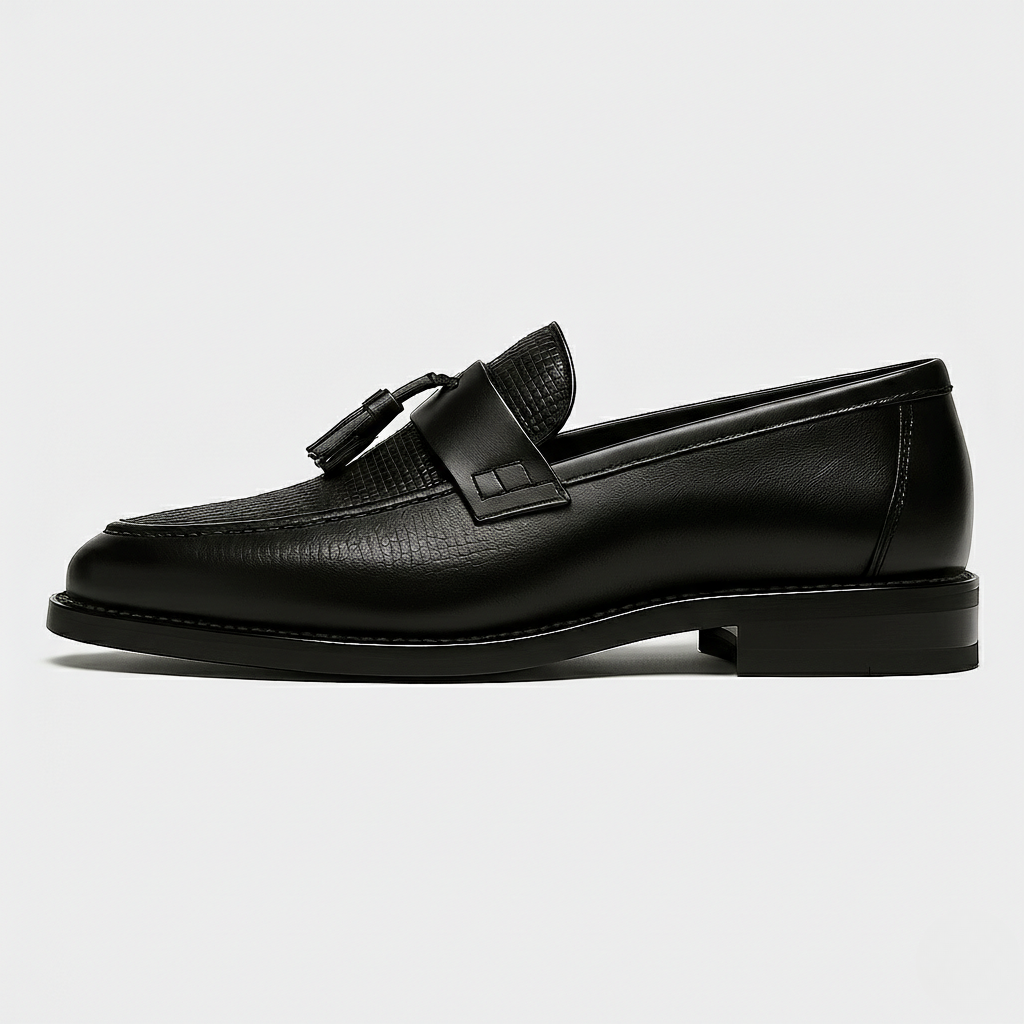 Matthew | Men’s Box Calf Leather Saddle Tassel Loafers | Luxurious and Refined