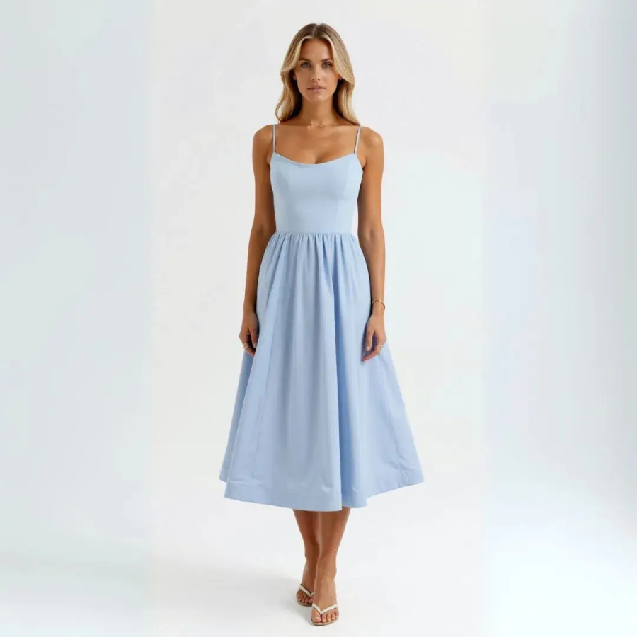 Liza | Spaghetti Strap Midi Dress | Effortless and Feminine