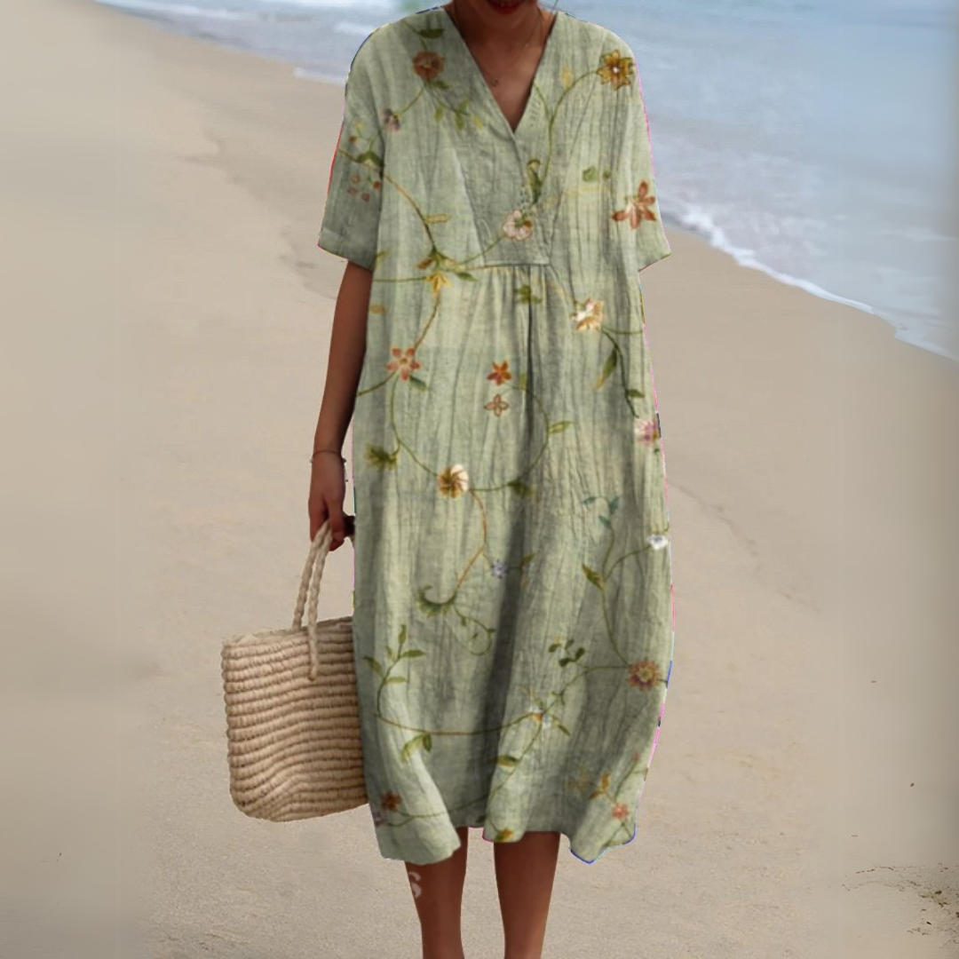 Lowri | Floral Short Sleeve Midi Dress | Feminine Elegance for Every Occasion