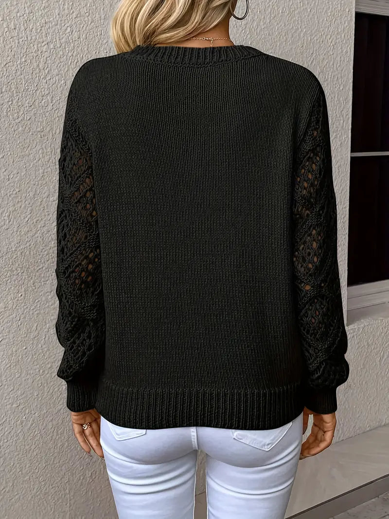 Hannah | Women's Lace Knit Sweater, Elegant Soft Pullover for Chic Casual Wear