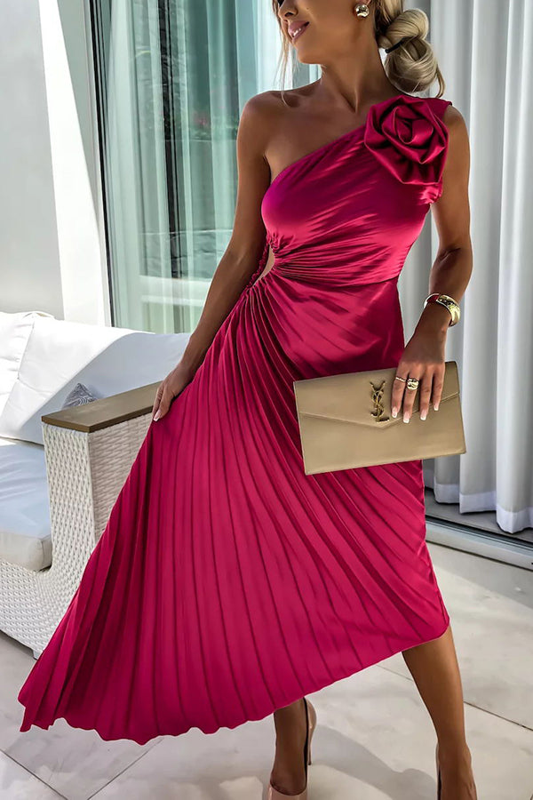 Sara | Women’s One Shoulder Pleated Maxi Dress | Graceful Elegance for Every Special Occasion