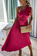 Sara | Women’s One Shoulder Pleated Maxi Dress | Graceful Elegance for Every Special Occasion