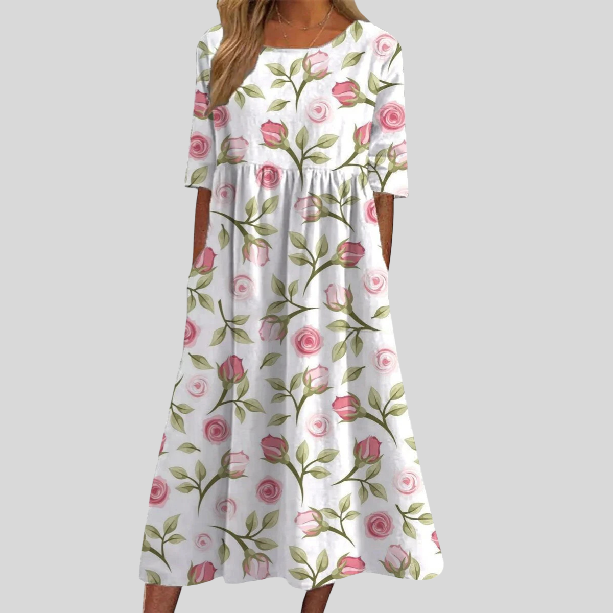 Diana | Women's Boho Floral Print Midi Dress
