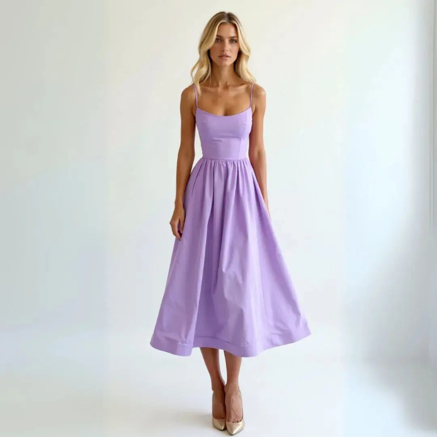 Liza | Spaghetti Strap Midi Dress | Effortless and Feminine