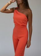 Alice | Women’s Scuba Crepe One Shoulder Jumpsuit | Elegant Asymmetric Evening Outfit