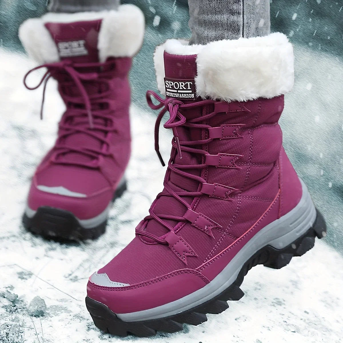 Charlotte | Women's Faux Fur Snow Boots, Cushioned Winter Boots for Cold Weather