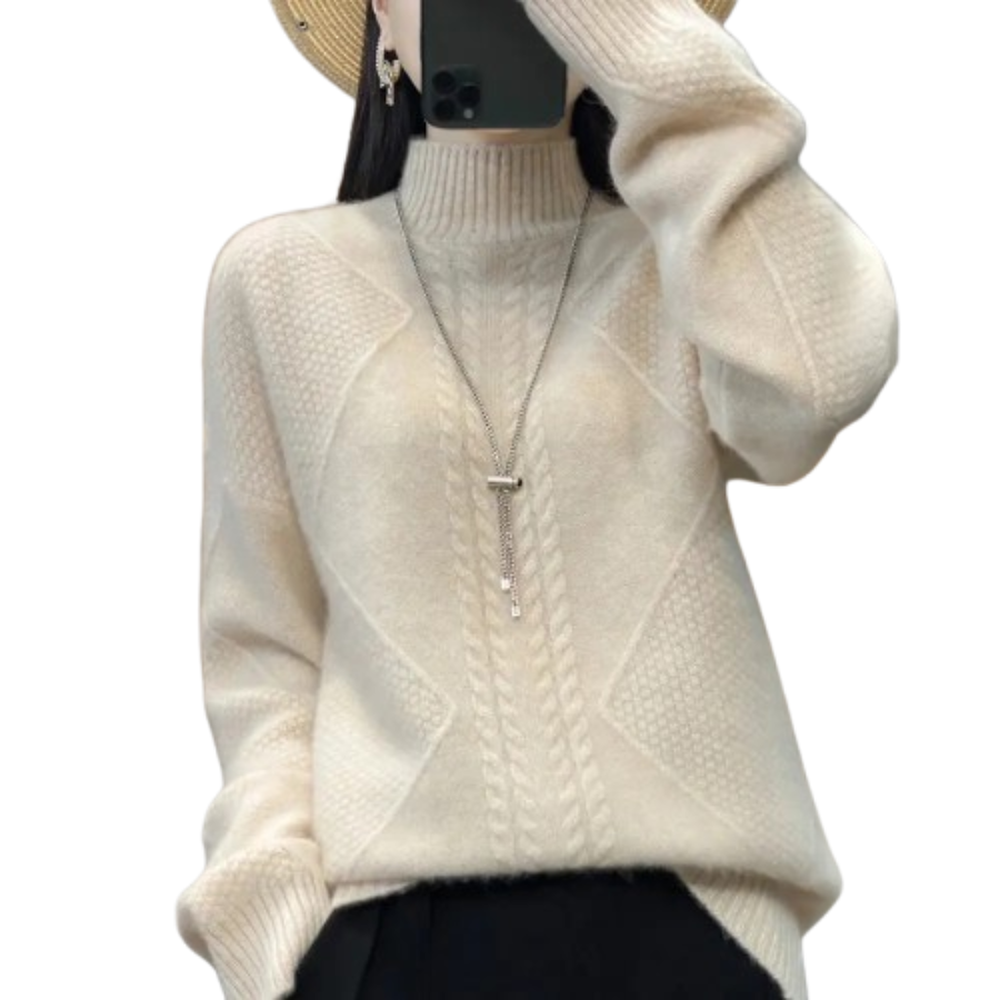 Laura | Women’s Textured Pattern Turtleneck Sweater | Cozy Detail with Refined Style
